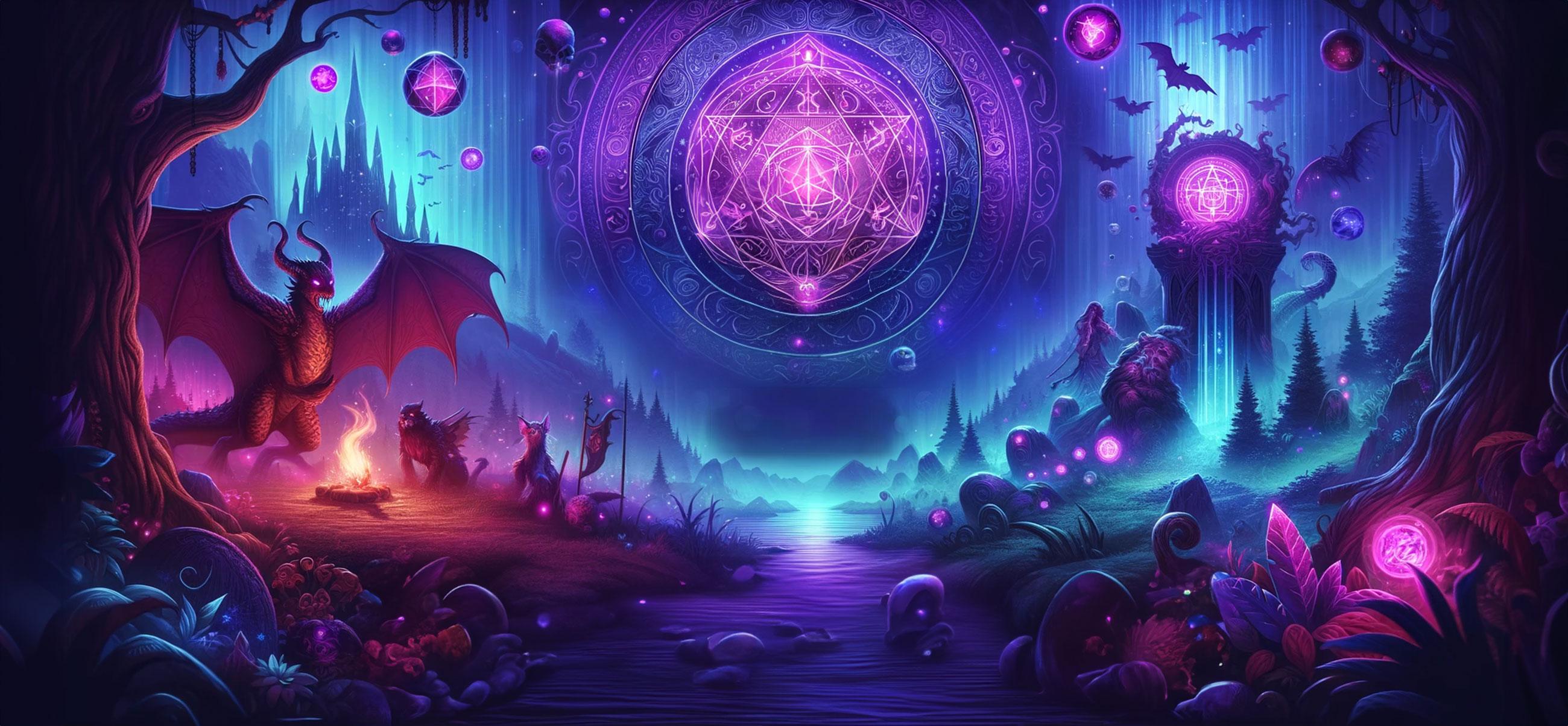 Background image of many summons in a magical world