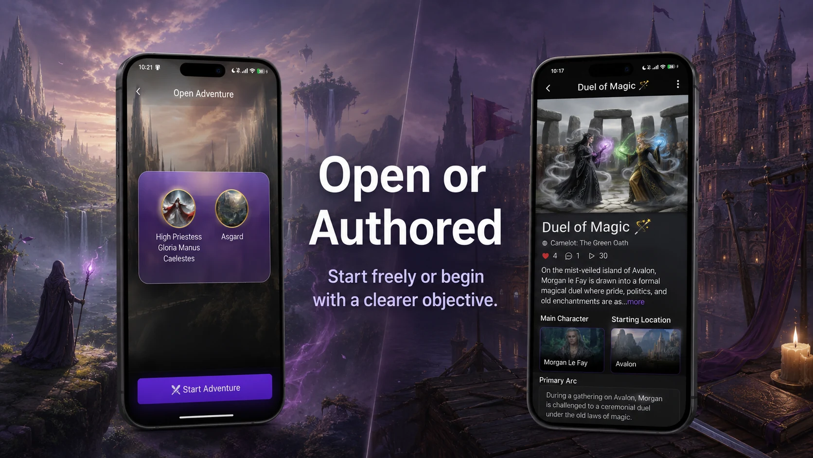 Open Adventure and Authored Adventure screens in Summon Worlds