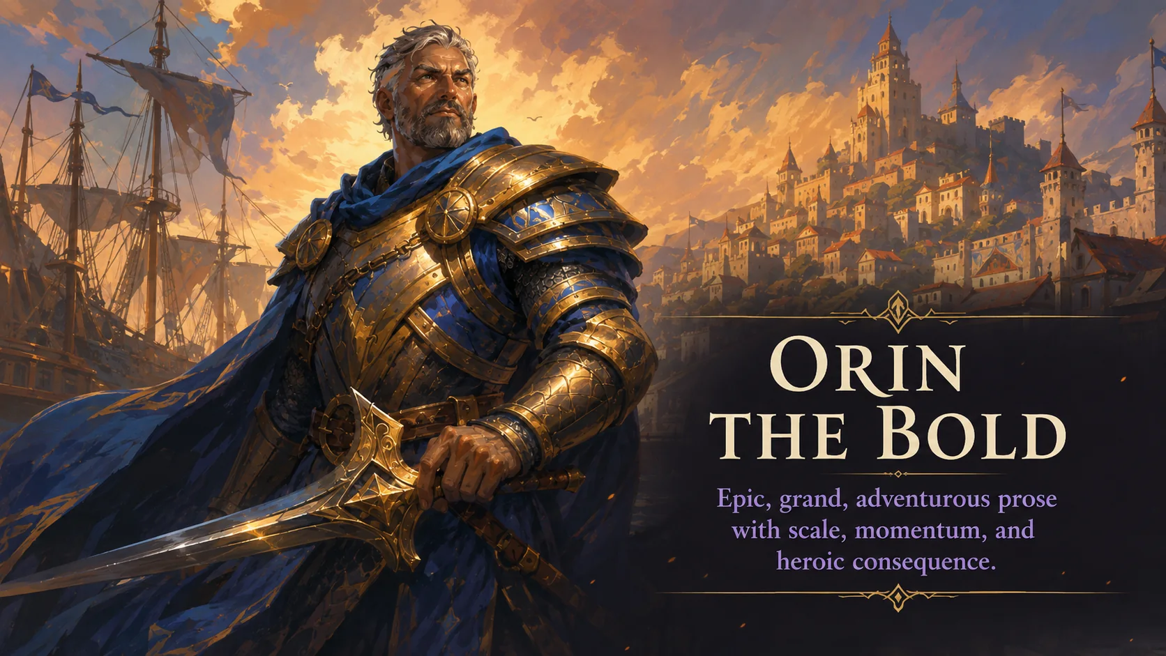 Orin the Bold, the epic Adventure Mode Narrator for heroic quests and grand voyages