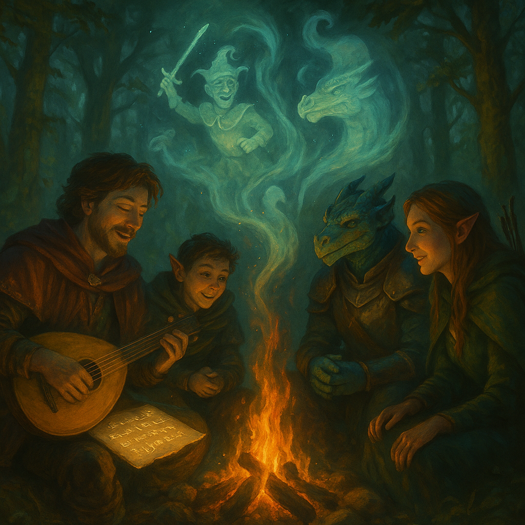 enchanted campfire gathering simple compose